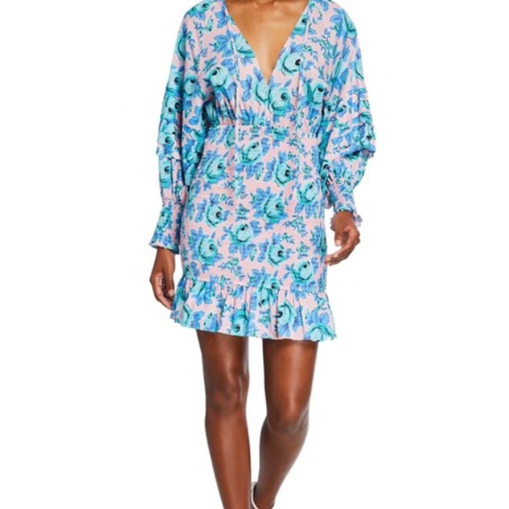 Rhode Resort Anya Smocked Mini Dress Womens Size Medium